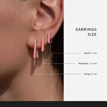 SINGLE FLUORESCENT PINK EARRING - SQUARE
