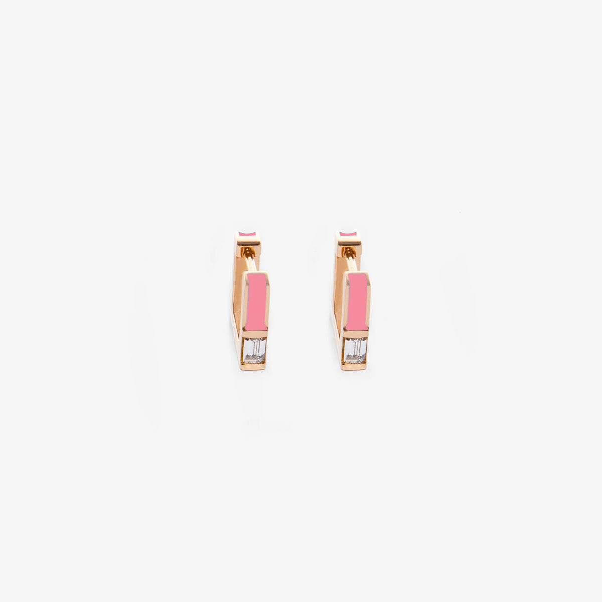 ORECCHINI ROSA FLUO CON DIAMANTI - SQUARE