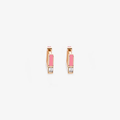 ORECCHINI ROSA FLUO CON DIAMANTI - SQUARE