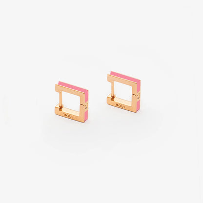 FLUORESCENT PINK EARRINGS - SQUARE