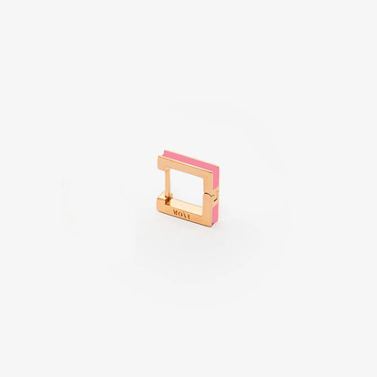 SINGLE FLUORESCENT PINK EARRING - SQUARE