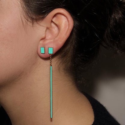 DROP + TURQUOISE RECTANGULAR - FLOATING EARRINGS