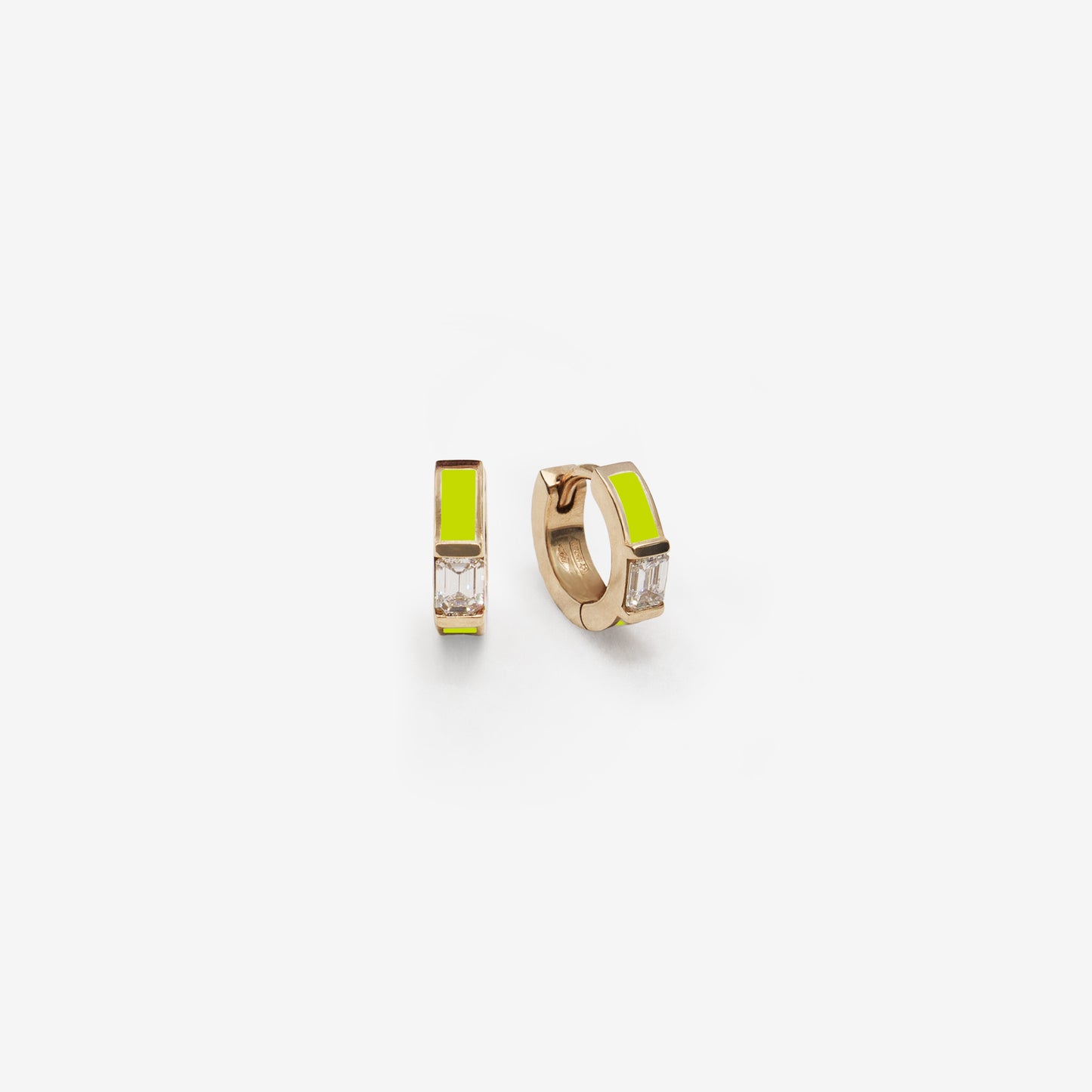 LIME GREEN EARRINGS WITH DIAMONDS - INSIDE