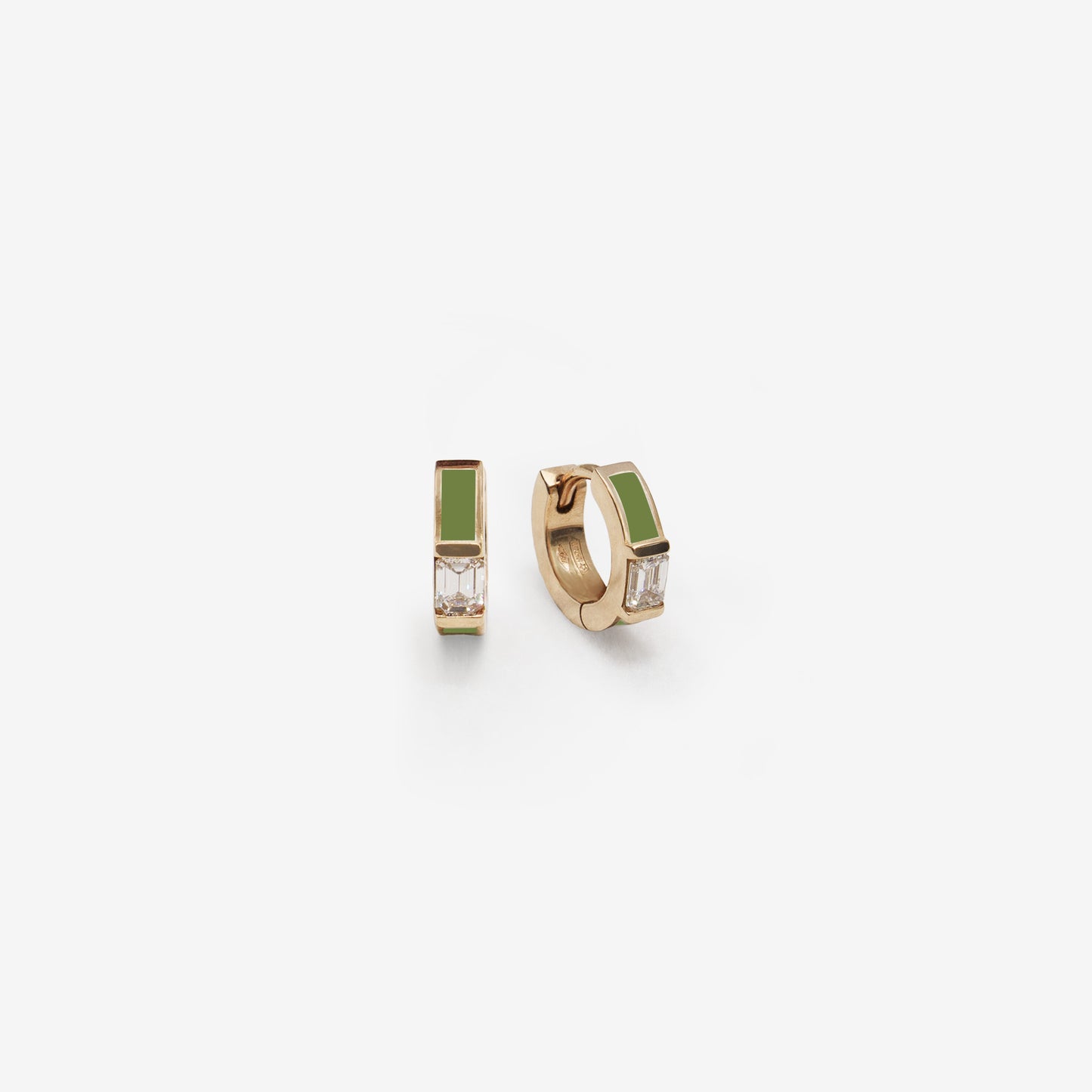 GREEN EARRINGS WITH DIAMONDS - INSIDE