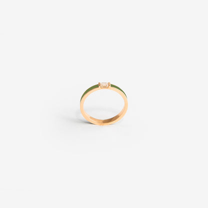 Veretta oro rosa smalto verde e diamante
