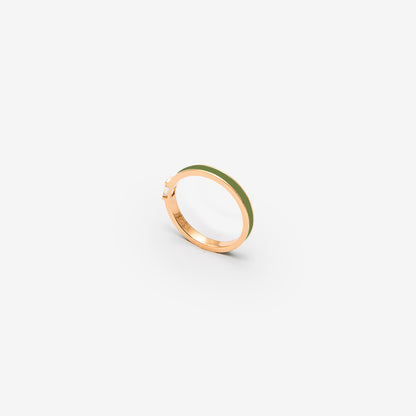 Veretta oro rosa smalto verde e diamante