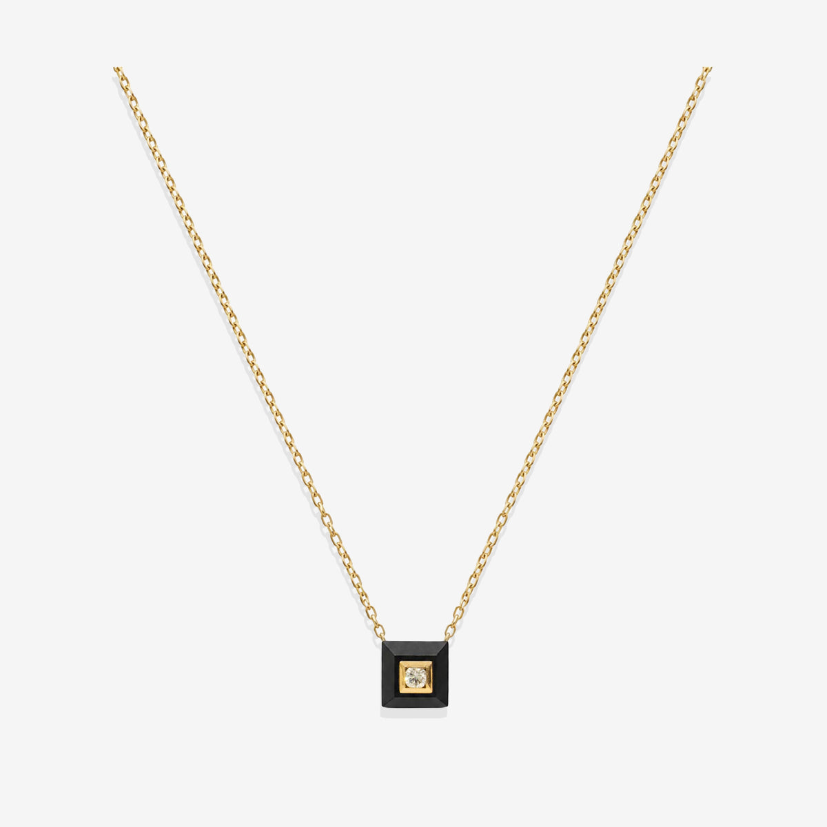 Necklace with a pendant in titanium, rose gold, and diamond