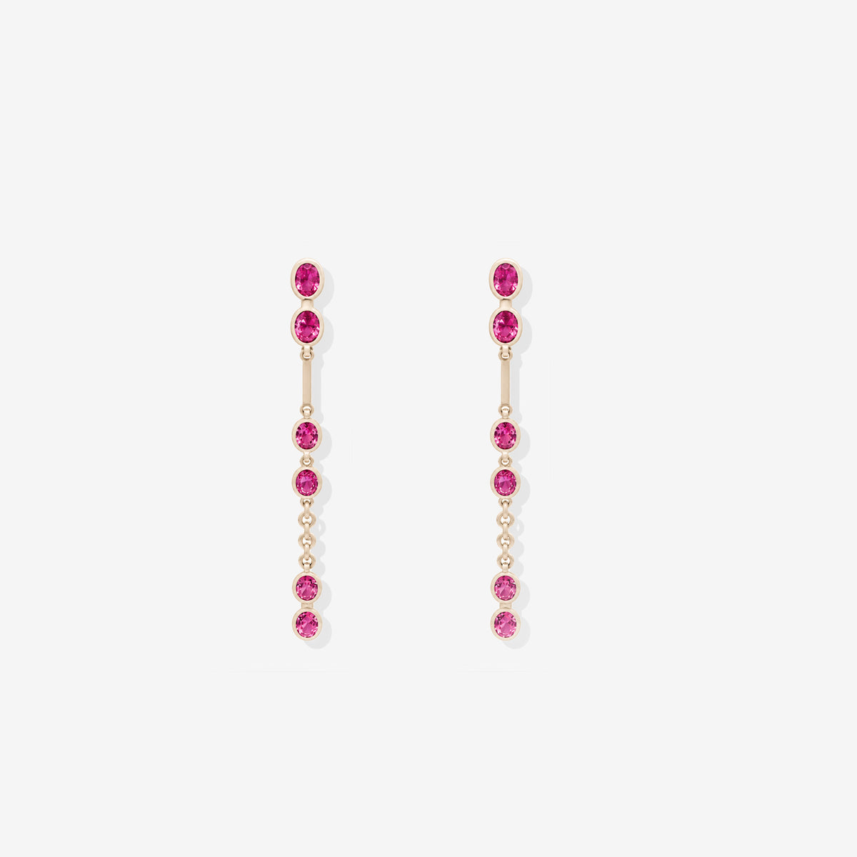Orecchini Pendenti in Oro Rosa 18 kt con Coating Bianco e Zaffiri Naturali