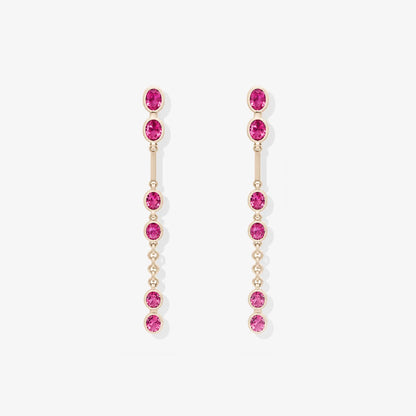 Orecchini Pendenti in Oro Rosa 18 kt con Coating Bianco e Zaffiri Naturali