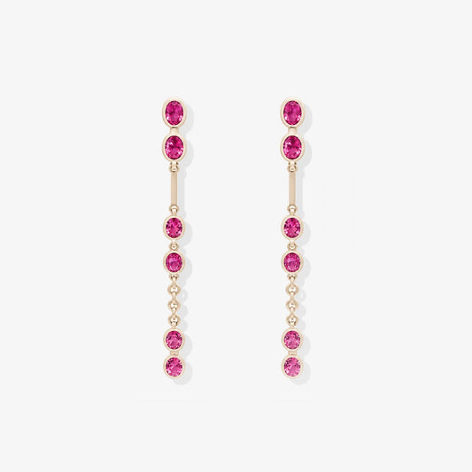 Orecchini Pendenti in Oro Rosa 18 kt con Coating Bianco e Zaffiri Naturali