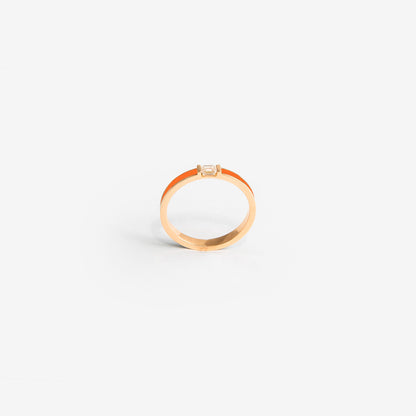Veretta oro rosa smalto arancione e diamante
