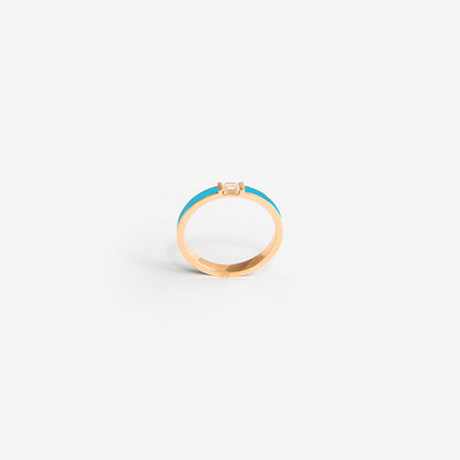 Veretta oro rosa smalto azzurro e diamante