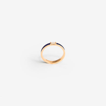 Veretta oro rosa smalto blu scuro e diamante