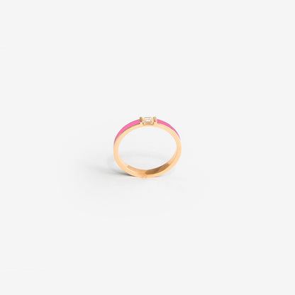 Veretta oro rosa smalto rosa fluo e diamante