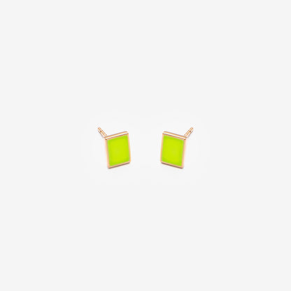 LIME GREEN RECTANGLE EARRINGS - FLOATING EARRINGS
