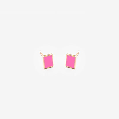FLOURESCENT PINK RECTANGULAR EARRINGS - FLOATING EARRINGS