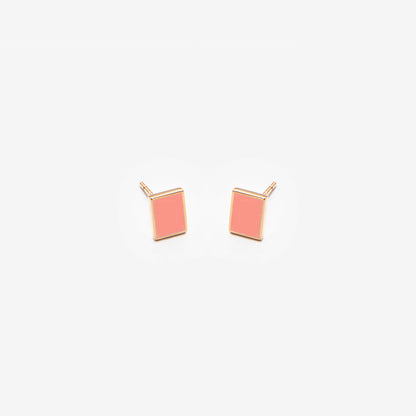 ORECCHINI RETTANGOLI ROSA SALMONE - FLOATING EARRINGS